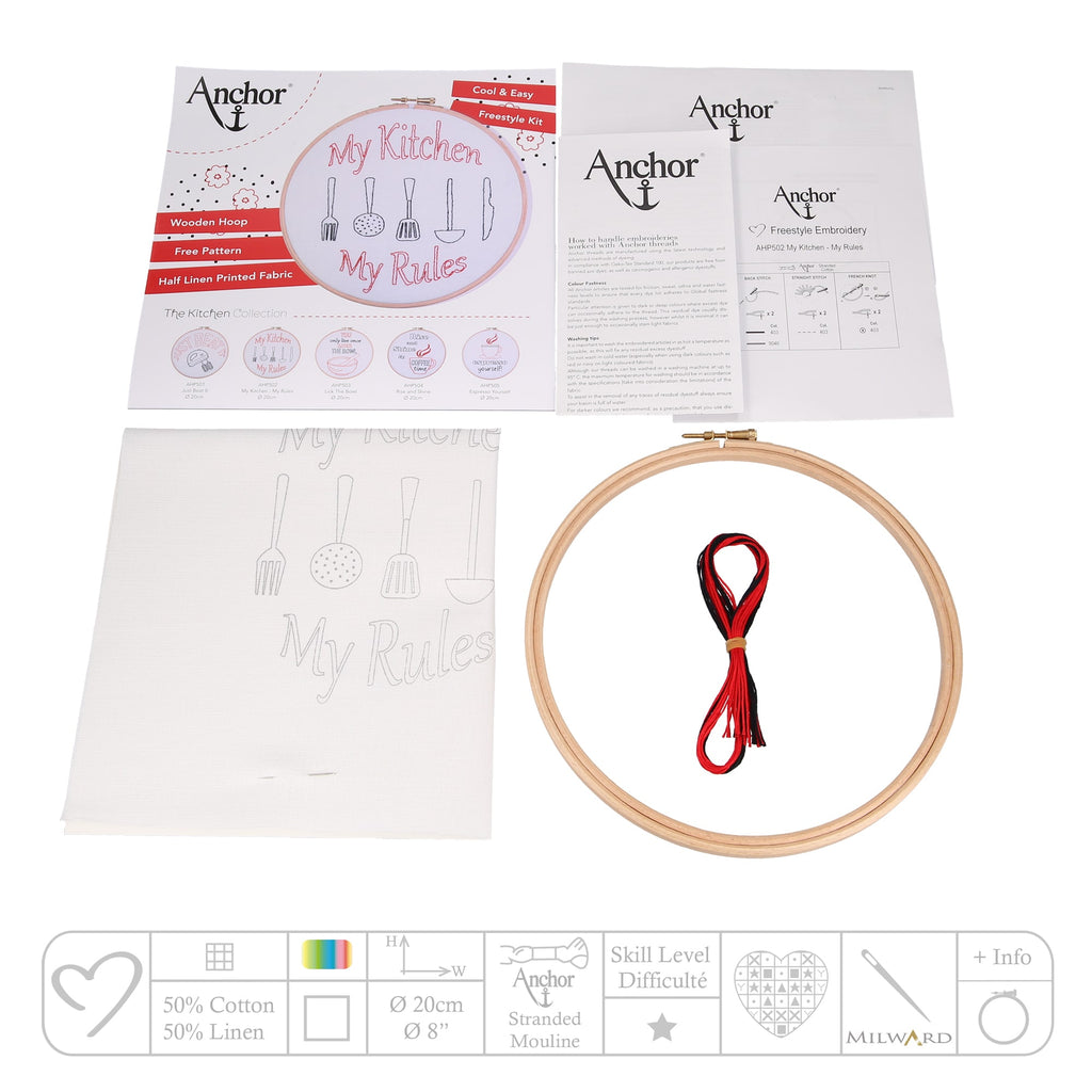 My Kitchen My Rules Embroidery Hoop Kit