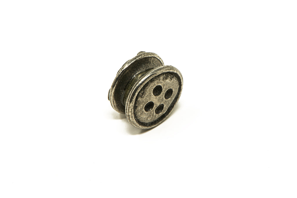 button and rose needle minder on side showing button detail