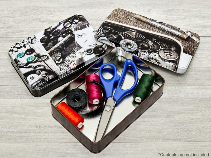 Monochrome Sewing Themed Tins: Set of 2