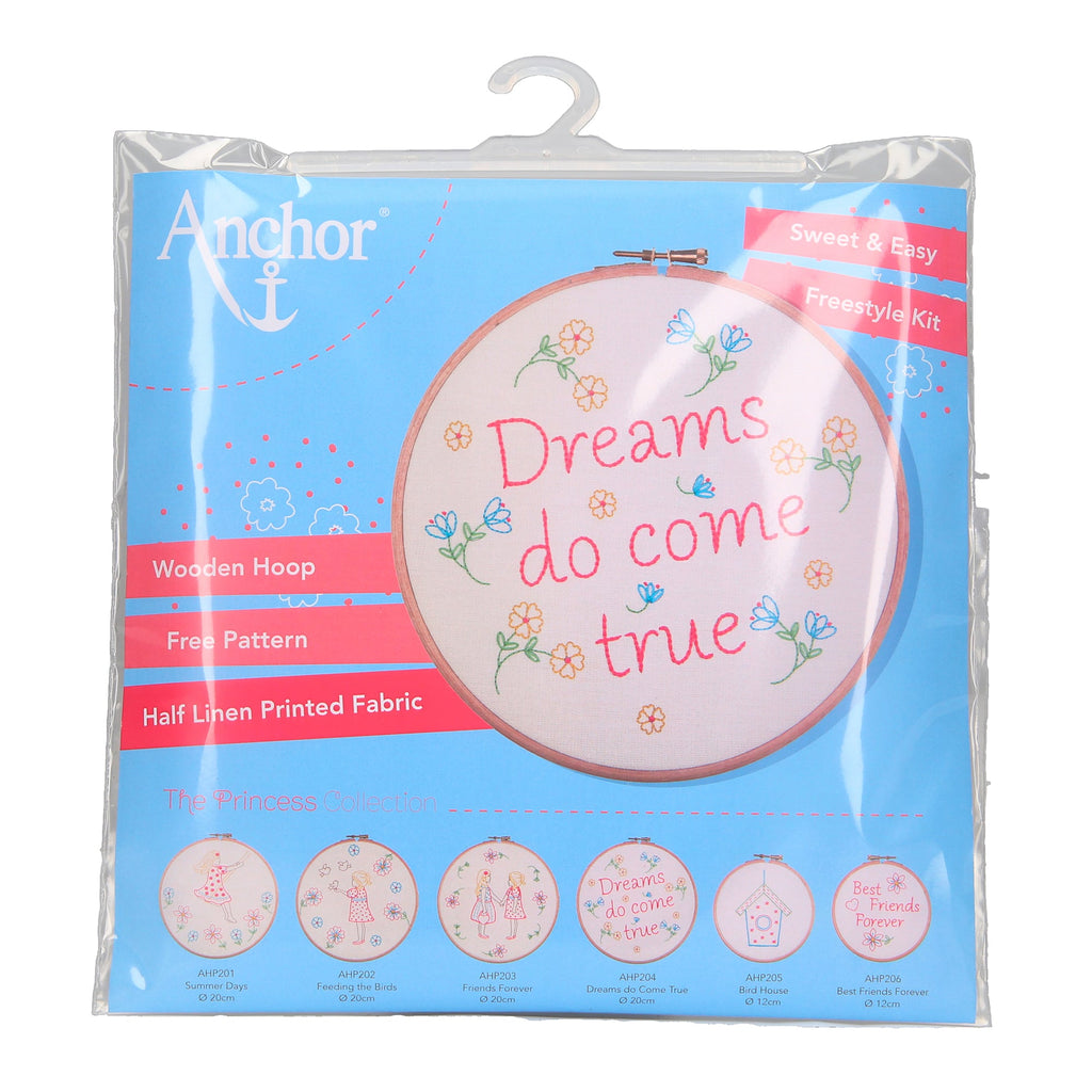 dreams do come true embroidery kit by anchor packaging