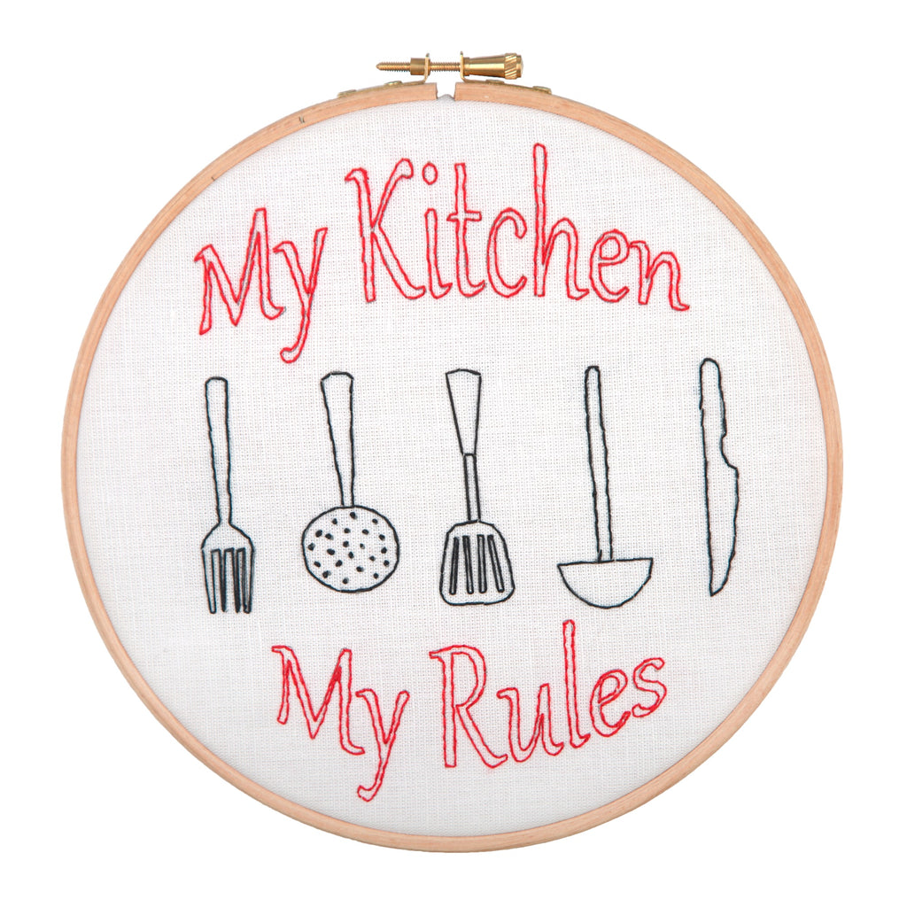 My Kitchen My Rules Embroidery Hoop Kit