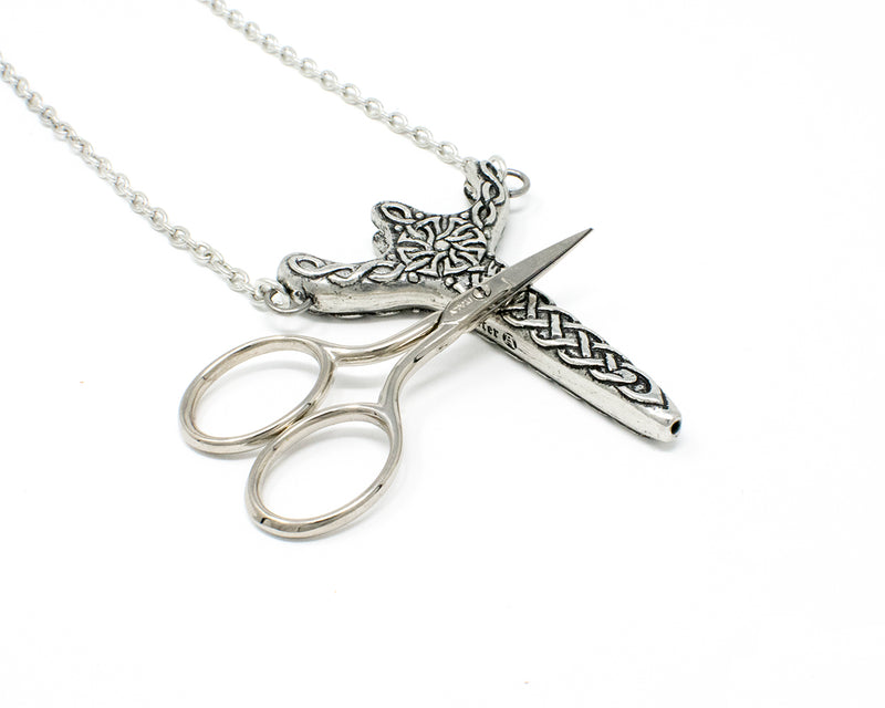 Victorian Style Pewter Pendant Chatelaine Craft Scissors