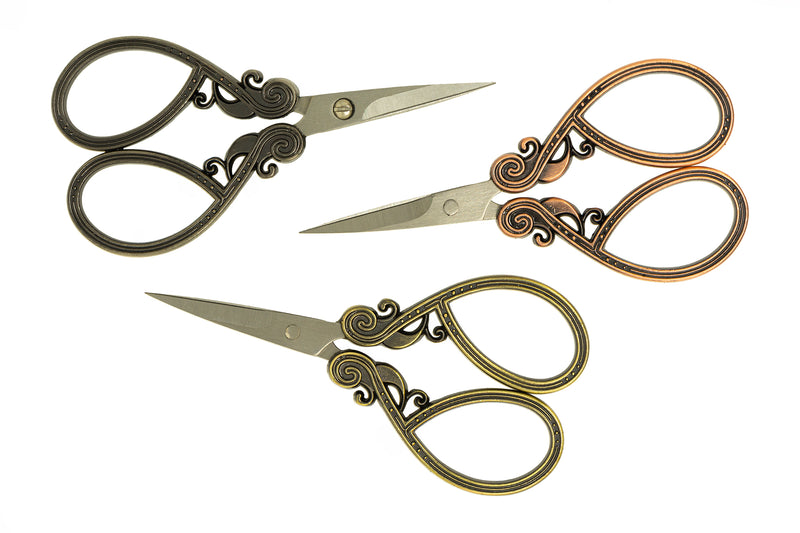 5.3 Stainless Steel Vintage Scissors for Embroidery Sewing Craft Copper Tone - Copper Tone
